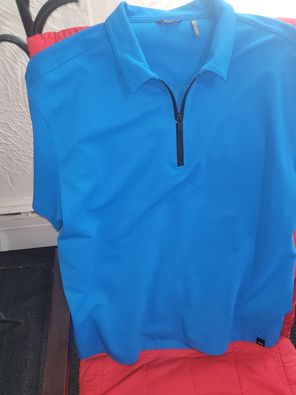 Men's Blue Quarter-Zip Polo Shirt